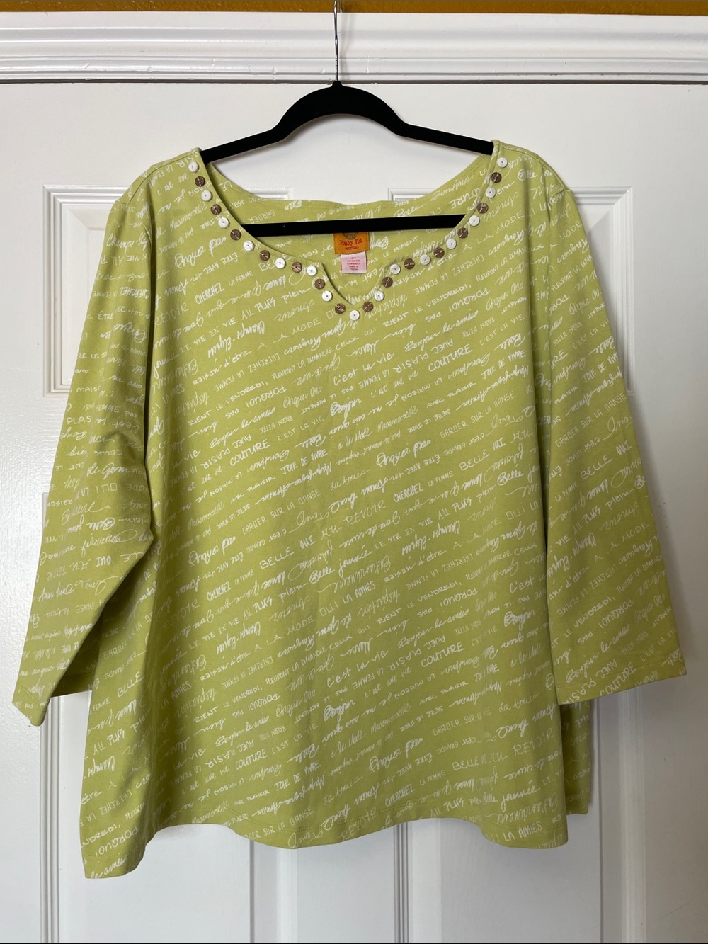 Ruby Rd Top w/embellished neck-line